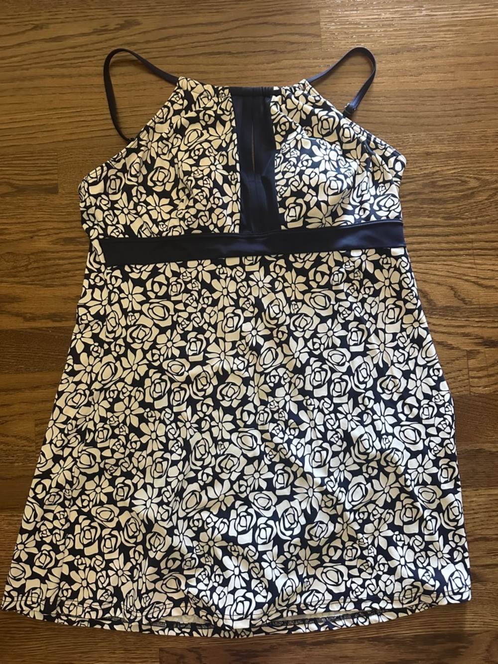 Navy & White Floral One-Piece Swimdress